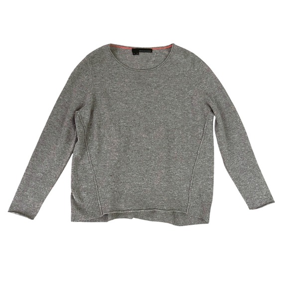 360 Cashmere Women's Grey Confetti Speckled 100% Cashmere Crew Neck Sweater- M - Picture 2 of 7